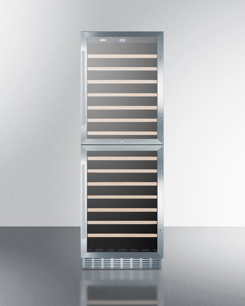 Summit SWC1875BCSS 23.63" W Stainless Steel Dual Section Glass Door Dual Zone Wine Cellar - 115 Volts