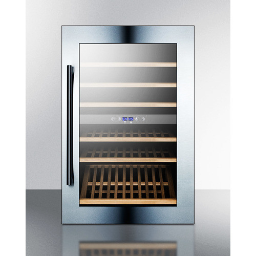 Summit VC60D 23.25" W Stainless Steel Single Section Glass Door Wine Cellar - 115 Volts