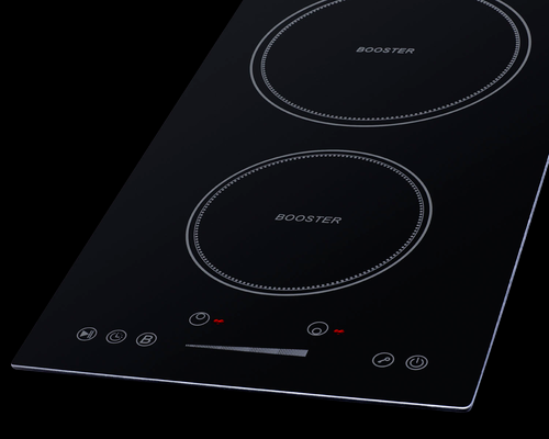 Summit SINC2B230B 12" W EuroKera Glass Surface Black Finish Two Burner Drop In Induction Cooktop - 240 Volts