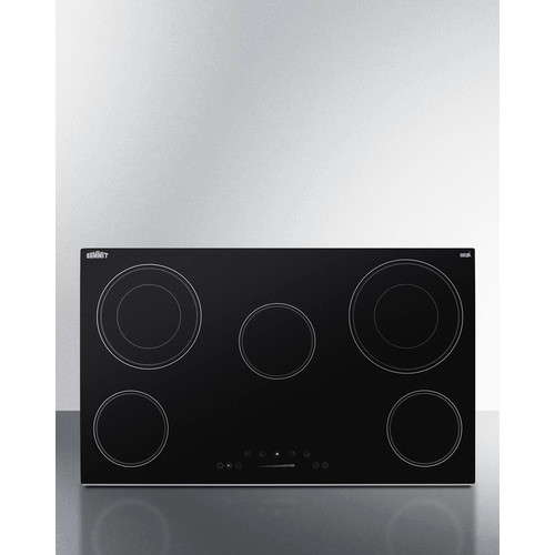 Summit CR5B36T9B Black Ceramic Finish Five Burner Built-in Electric Radiant Cooktop - 240 Volts