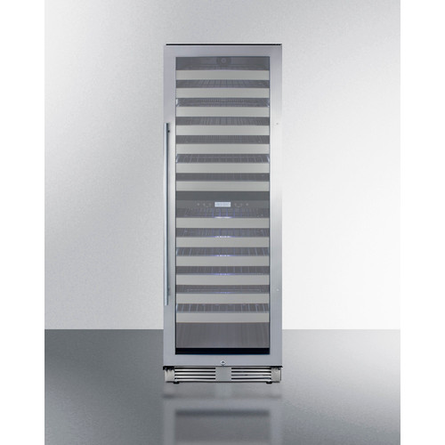 Summit SWCP2163 23.5" W Black Stainless Steel Single Section Glass Door Dual Zone Wine Cellar - 115 Volts