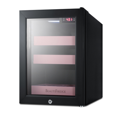 Summit LX114LP 13.75" W Black Hinged Beautified Cosmetics Refrigerator - 115 Volts 1-Ph