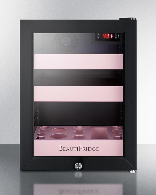 Summit LX114LP 13.75" W Black Hinged Beautified Cosmetics Refrigerator - 115 Volts 1-Ph