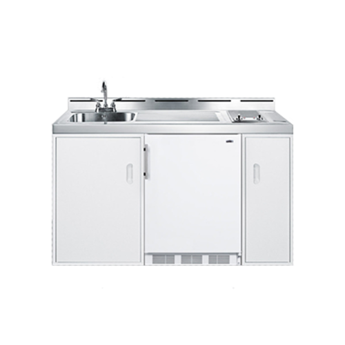 Summit C60ELGLASS 59.18" W x 24" D x 40" H White Exterior All-in-One Combo Kitchen - 115 Volts