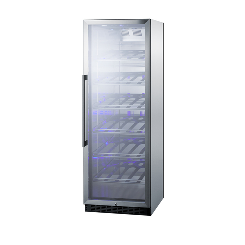 Summit SCR1401CHCSS 24" W Stainless Steel Single Section Glass Door Wine Cellar - 115 Volts