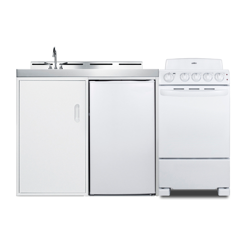 Summit ACK60COILW 58.63" W x 23.5" D x 42" H White Exterior All-in-One Combo Kitchen - 115 Volts