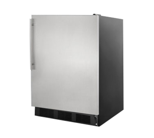 Summit FF7BKSSHV 23.63" W Black Stainless Steel Undercounter Refrigerator - 115 Volts