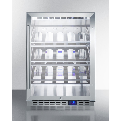 Summit SCR611GLOSCH 24" W Stainless Steel Single Section Glass Door Wine Cellar - 115 Volts