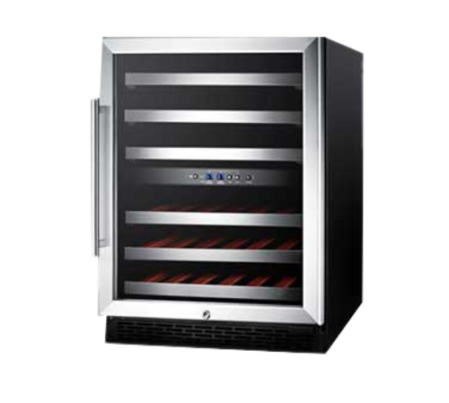 Summit SWC530BLBISTCSS 23.63" W Stainless Steel Single Section Glass Door Wine Cellar - 115 Volts