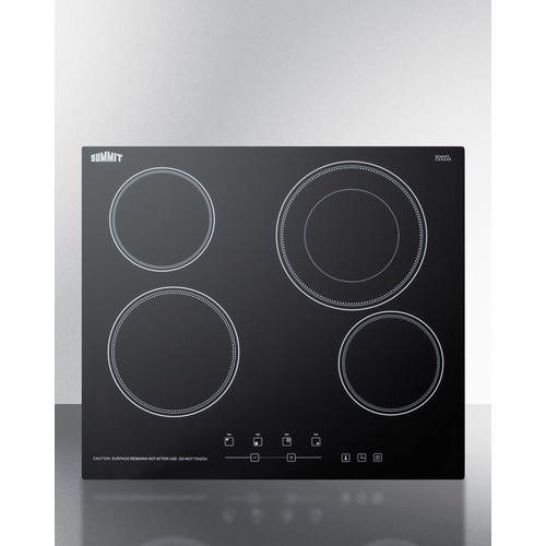 Summit CR4B23T5B Black Schott Ceramic Glass Top Four Burner Electric Radiant Cooktop - 220 Volts