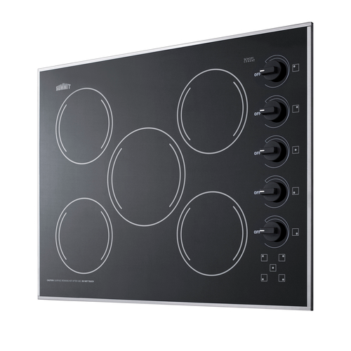 Summit CR5B273B Black Schott Ceramic Glass Top Five Burner Electric Radiant Cooktop - 230 Volts