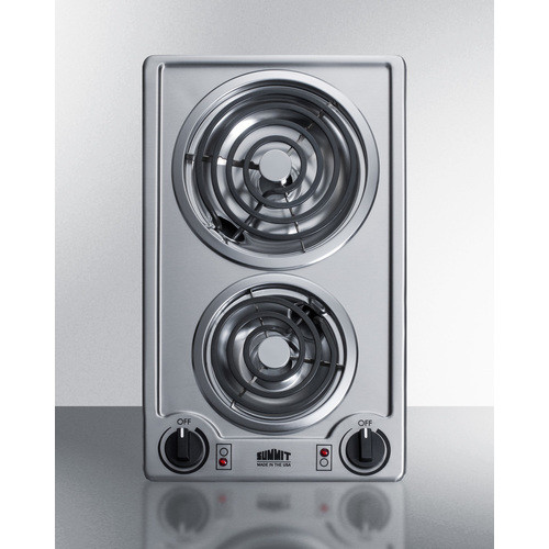 Summit CCE213SS Stainless Steel Cooktop Two Burner Electric Radiant Cooktop - 115 Volts