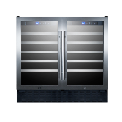 Summit SWC3668 35.38" W Black Stainless Steel 2 Glass Door Wine Cellar - 115 Volts