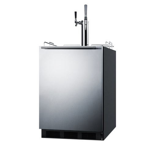 Summit SBC58BLBIADACMTWIN 5.5 Cu. Ft. Black Stainless Steel Dual Tap Combo Nitro or Cold Brew Coffee Dispenser - 115 Volts