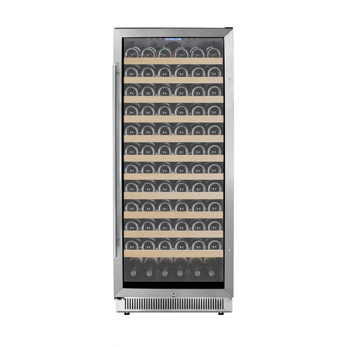 Summit SWC1127B 23.5" W Black Stainless Steel Single Section Glass Door Wine Cellar - 115 Volts