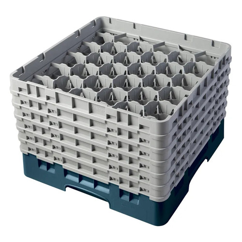 Cambro 30S1114414 19 3/4" x 19 3/4" x 13 3/4" Teal 30 Compartments Full Size with 6 Extenders Camrack Glass Rack - 2 Cases