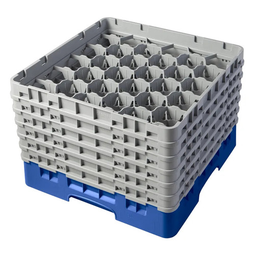 Cambro 30S1114168 19 3/4" x 19 3/4" x 13 3/4" Blue 30 Compartments Full Size with 6 Extenders Camrack Glass Rack - 2 Cases
