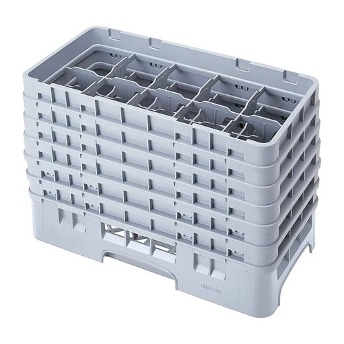 Cambro 10HS1114151 10" x 19 3/4" x 13 3/4" Soft Gray 10 Compartments Half Size with 6 Extenders Camrack Glass Rack - 2 Cases