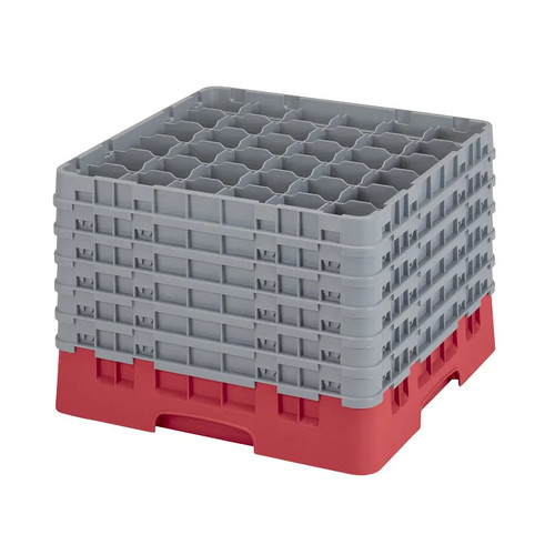 Cambro 36S1214163 19 3/4" x 19 3/4" x 13 3/4" Red 36 Compartments Full Size Low Profile with 6 Extenders Camrack Glass Rack - 2 Cases