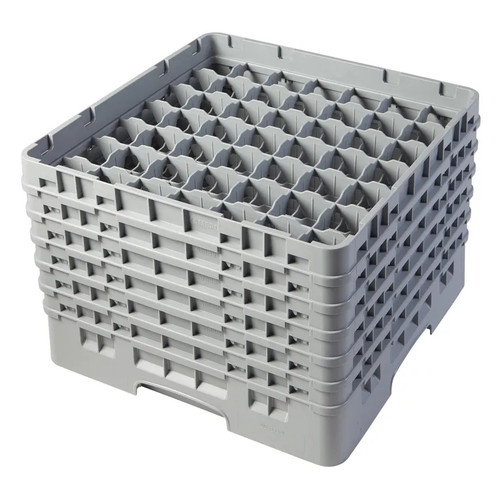 Cambro 49S1114151 19 3/4" x 19 3/4" x 13 3/4" Soft Gray 49 Compartments Full Size with 6 Extenders Camrack Glass Rack - 2 Cases