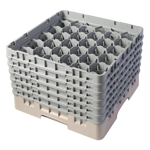 Cambro 30S1114184 19 3/4" x 19 3/4" x 13 3/4" Beige 30 Compartments Full Size with 6 Extenders Camrack Glass Rack - 2 Cases