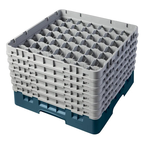 Cambro 49S1114414 19 3/4" x 19 3/4" x 13 3/4" Teal 49 Compartments Full Size with 6 Extenders Camrack Glass Rack - 2 Cases