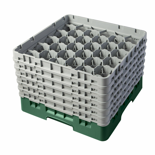 Cambro 30S1114119 19 3/4" x 19 3/4" x 13 3/4" Sherwood Green 30 Compartments Full Size with 6 Extenders Camrack Glass Rack - 2 Cases