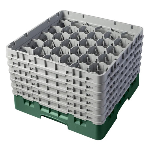 Cambro 30S1114119 19 3/4" x 19 3/4" x 13 3/4" Sherwood Green 30 Compartments Full Size with 6 Extenders Camrack Glass Rack - 2 Cases