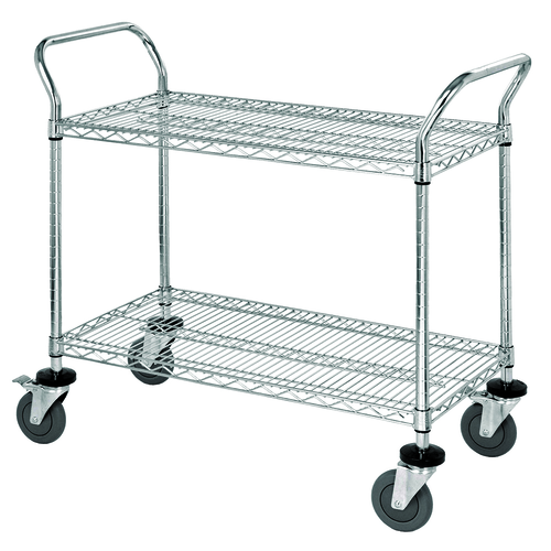 Quantum WRC-2442-2 37.5" H x 42" W x 24" D 2 Shelves 2 U Shaped Handles Open Base Utility Cart