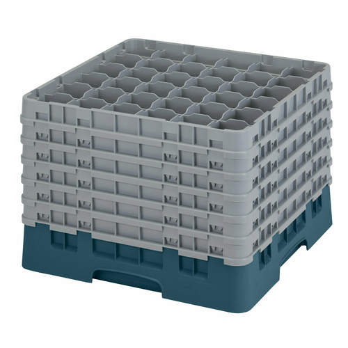 Cambro 36S1214414 19 3/4" x 19 3/4" x 13 3/4" Teal 36 Compartments Full Size Low Profile with 6 Extenders Camrack Glass Rack - 2 Cases