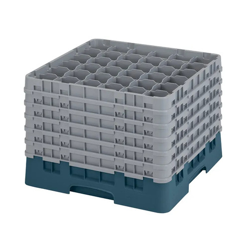 Cambro 36S1214414 19 3/4" x 19 3/4" x 13 3/4" Teal 36 Compartments Full Size Low Profile with 6 Extenders Camrack Glass Rack - 2 Cases