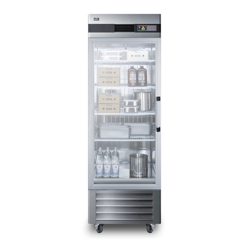 Summit SCR23SSGLH 27.5" W All Stainless Steel Glass Door Refrigerator - 115 Volts 1-Ph