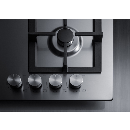 Summit GCJ4SSLP Stainless Steel Surface Cast Iron Grates Four Burners LP Cooktop - 24,400 BTU