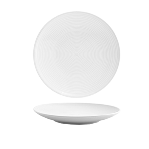 FOH DSP008WHP23 8 Dia. White Round Porcelain Spiral Plate (12 Each Per Case)