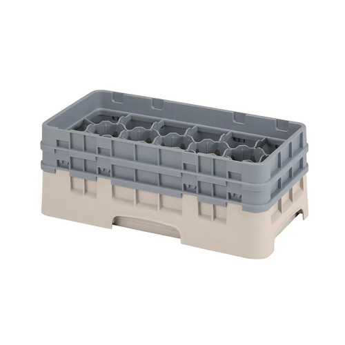 Cambro 17HS434184 10" x 19 3/4" x 7 1/4" Beige 17 Compartments Half Size with 2 Extenders Camrack Glass Rack - 4 Cases