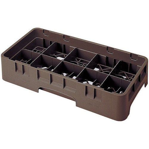 Cambro 10HS800167 10" x 19 3/4" x 10 1/2" Brown 10 Compartments Half Size with 4 Extenders Camrack Glass Rack - 2 Cases
