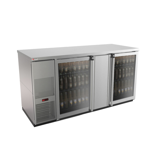 Micro Matic MBB68GS-E 69.5" Stainless Steel Exterior Glass Door Pro-Line E-Series Refrigerated Back Bar Cabinet - 115 Volts