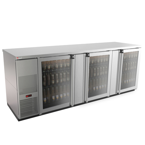 Micro Matic MBB94GS-E 95.5" Stainless Steel Exterior Glass Door Pro-Line E-Series Refrigerated Back Bar Cabinet - 115 Volts