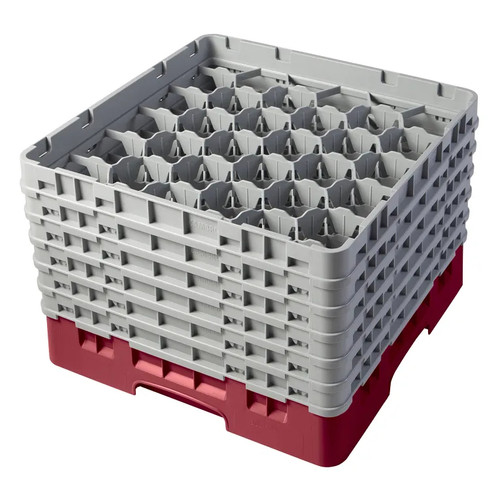 Cambro 30S1114416 19 3/4" x 19 3/4" x 13 3/4" Cranberry 30 Compartments Full Size with 6 Extenders Camrack Glass Rack - 2 Cases
