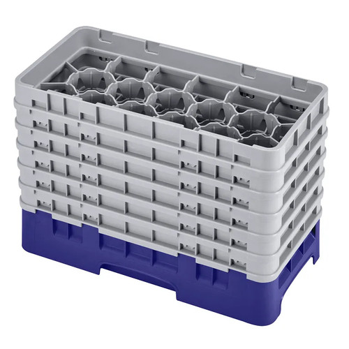 Cambro 17HS1114186 10" x 19 3/4" x 13 3/4" Navy Blue 17 Compartments Half Size with 6 Extenders Camrack Glass Rack - 2 Cases