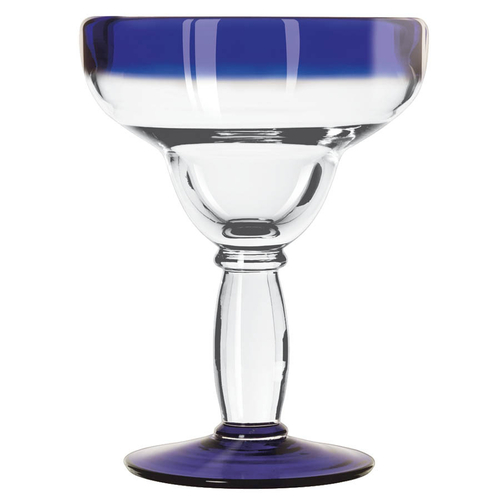 Libbey 92308 12 Oz. Aruba Margarita Glass With Cobalt Blue Rim And Foot (12 Each Per Case)
