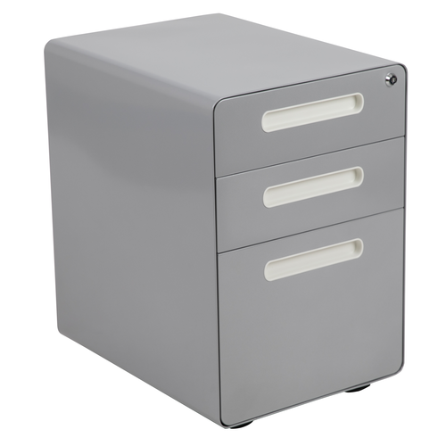 Flash Furniture HZ-AP535-01-GRY-GG 16" W x 21" D x 24" H Gray 3-tiers Mobile Drawer Cabinet