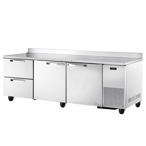 True TWT-93D-2-HC~SPEC3 Stainless Steel 3 Section 2 Doors 2 Drawers SPEC SERIES Deep Work Top Refrigerator - 115 Volts 0.2 HP