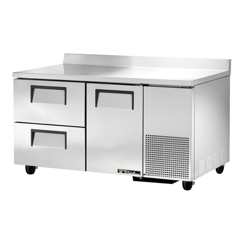 True TWT-60-32D-2-HC Stainless Steel and Aluminum 2 Section 1 Door 2 Drawers Deep Work Top Refrigerator - 115 Volts 0.1 HP
