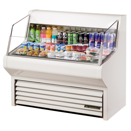 True THAC-48-LD 48.13" W White Steel and Aluminum 3 Tiered Horizontal Air Curtain Merchandiser -115 Volts 0.5 HP