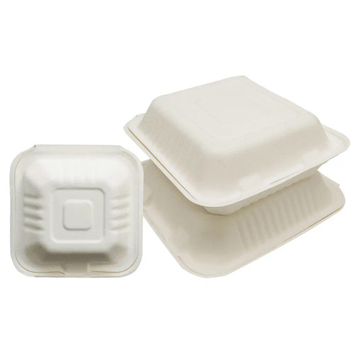 Empress EPPHL-96 9" x 6" x 3" Hoagie Natural Hinged Container Mineral Filled (6 Packs of 25 Per Case)