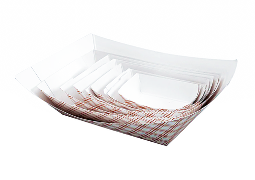 Empress EFT40 6 Oz. Red Plaid Food Tray (4 Packs of 250 Food Trays Per Case)