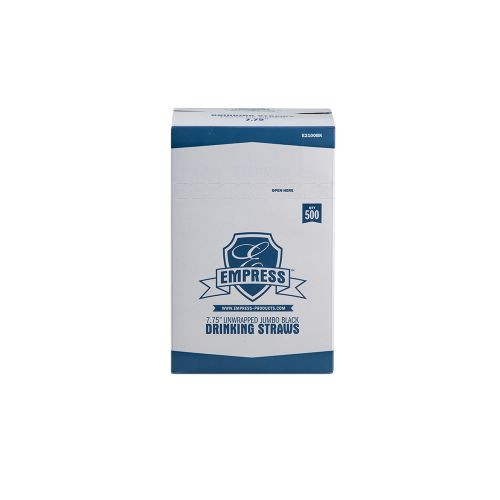 Empress E2100BK 7.75" Black Boxed Jumbo Straw Unwrapped (10 Packs of 500 Jumbo Straws Per Case)