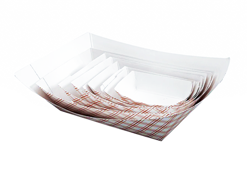 Empress EFT200 2 Lb. Red Plaid Food Tray (4 Packs of 250 Food Trays Per Case)