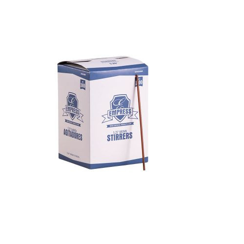 Empress ECK525BR 5.25" Brown Boxed Cocktail Straw and Stirrer Unwrapped (10 Packs of 1000 Slim Straws Per Case)